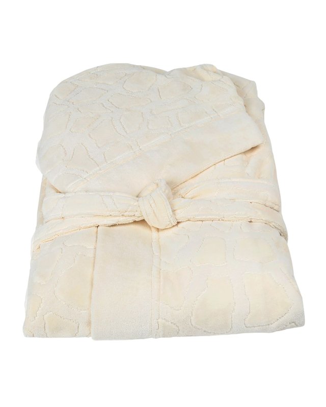 Jerapah Italian Hooded Bathrobe, Ivory